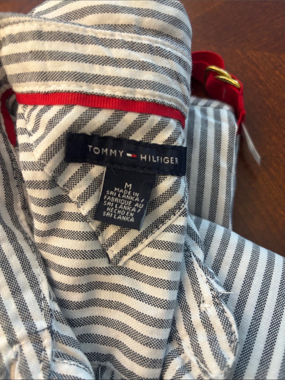 Tommy Hilfiger Blue and White Striped Sleeveless Shirt Dress with Red Belt - Picture 8 of 8